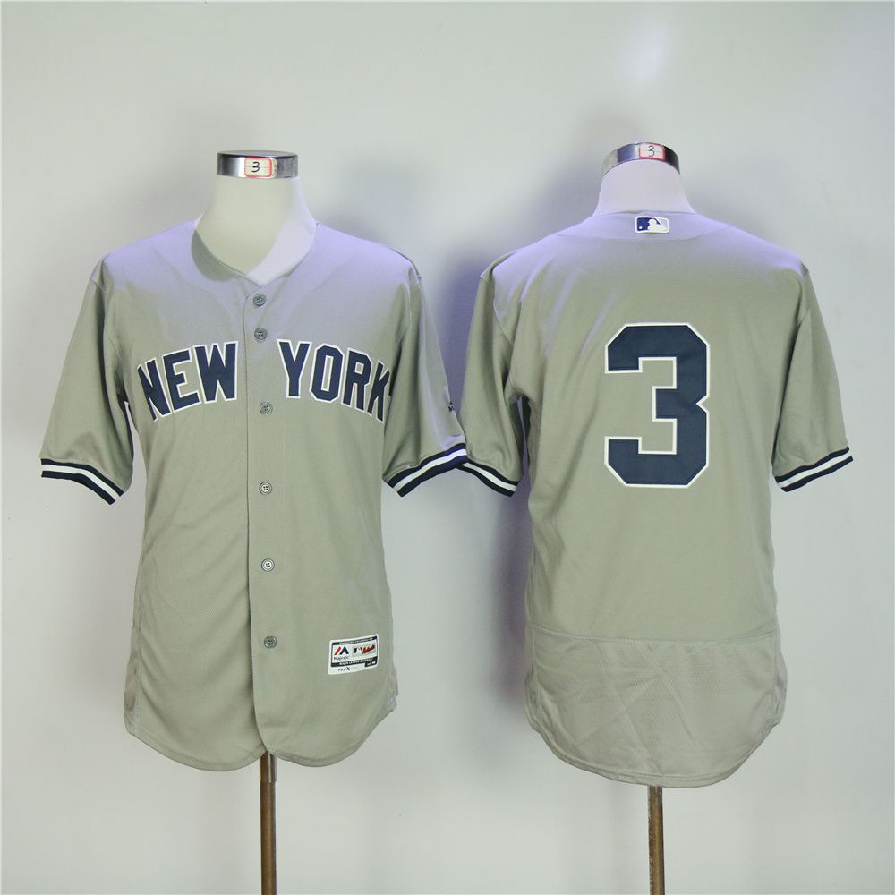 Men New York Yankees #3 No name Grey MLB Jerseys->youth mlb jersey->Youth Jersey